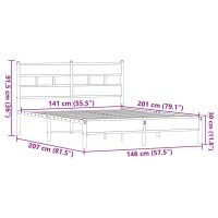 vidaXL Sängram utan madrass brun ek 140x200 cm konstruerad trä - Bild 9