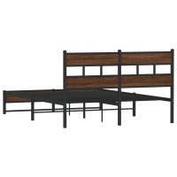 vidaXL Sängram utan madrass metall brun ek 150x200 cm - Bild 6