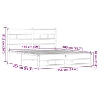 vidaXL Sängram utan madrass metall brun ek 150x200 cm - Bild 9