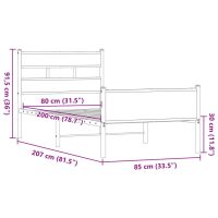 vidaXL Sängram utan madrass brun ek 80x200 cm konstruerad trä - Bild 9