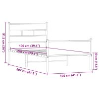 vidaXL Sängram utan madrass brun ek 100x200 cm konstruerad trä - Bild 9