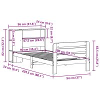 vidaXL Sängram utan madrass vaxad brun 90x200 cm massiv furu - Bild 12