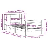 vidaXL Sängram utan madrass vaxbrun 75x190 cm massiv furu - Bild 12