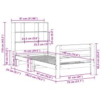 vidaXL Sängram utan madrass vaxbrun 75x190 cm massiv furu - Bild 11