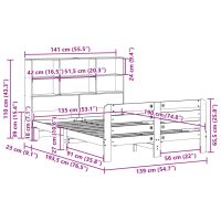 vidaXL Sängram utan madrass 135x190 cm massiv furu - Bild 11