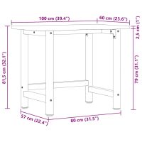 vidaXL Arbetsbänk ljusbrun 100x60x81,5 cm massiv ek - Bild 11