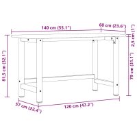 vidaXL Arbetsbänk 140x60x81,5 cm massiv ek - Bild 11