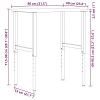 vidaXL Arbetsbänk 80x60x(71,5-98) cm massiv ek - Bild 12