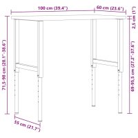 vidaXL Arbetsbänk mörkbrun 100x60x(71,5-98) cm massiv ek - Bild 12