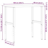 vidaXL Arbetsbänk mörkbrun 100x60x(71,5-98) cm massiv ek - Bild 11