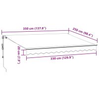 vidaXL Markis automatiskt infällbar brun 350x250 cm - Bild 10