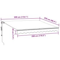 vidaXL Markis automatiskt infällbar med LEDs antracit&vit 300x250 cm - Bild 12