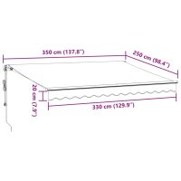 vidaXL Markis automatiskt infällbar med LEDs antracit&vit 300x250 cm - Bild 12