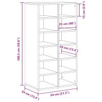 vidaXL Skohylla åldrat trä 54x34x100,5 cm konstruerat trä - Bild 9