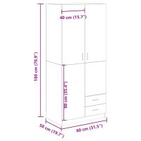 vidaXL Garderob ek 80x52x180 cm konstruerat trä - Bild 9