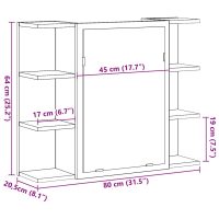 vidaXL Spegelskåp för badrum ek 80x20,5x64 cm konstruerat trä - Bild 12