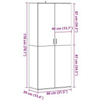 vidaXL Skoställ artisan ek 80x39x178 cm konstruerat trä - Bild 10