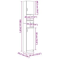 vidaXL Badrumsskåp åldrat trä 32x25,5x190 cm konstruerat trä - Bild 11