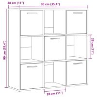 vidaXL Bokhylla åldrat trä 90x28x90 cm konstruerat trä - Bild 11