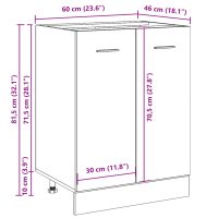 vidaXL Underskåp åldrat trä 60x46x81,5 cm konstruerat trä - Bild 12