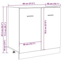 vidaXL Underskåp för diskho betonggrå 80x46x81,5 cm konstruerat trä - Bild 12