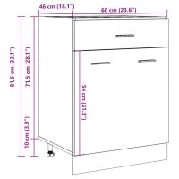 vidaXL Underskåp med låda betonggrå 60x46x81,5 cm konstruerat trä - Bild 11