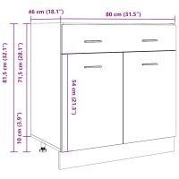 vidaXL Underskåp med låda betonggrå 80x46x81,5 cm spånskiva - Bild 11