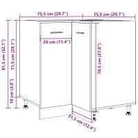 vidaXL Underskåp åldrat trä 75,5x75,5x81,5 cm konstruerat trä - Bild 11