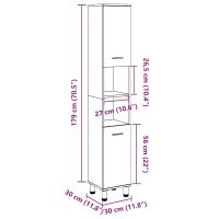 vidaXL Badrumsskåp ek 30x30x179 cm konstruerat trä - Bild 11