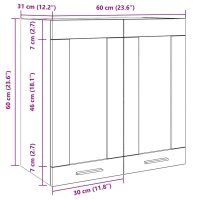 vidaXL Väggskåp för kök med glasdörr betonggrå 60x31x60 cm - Bild 10