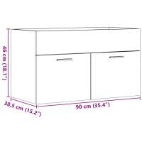 vidaXL Tvättställsskåp sonoma-ek 90x38,5x46 cm konstruerat trä - Bild 11