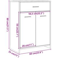 vidaXL Badrumsskåp betonggrå 60x33x80 cm konstruerat trä - Bild 10