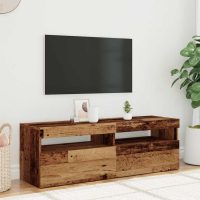 vidaXL TV-bänk med LED-lampor åldrat trä 120x35x40 cm konstruerat trä - Bild 4