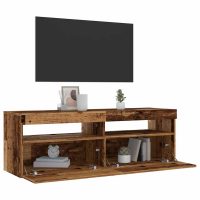 vidaXL TV-bänk med LED-lampor åldrat trä 120x35x40 cm konstruerat trä - Bild 5