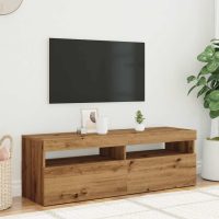 vidaXL TV-bänk med LED-lampor artisan ek 120x35x40 cm konstruerat trä - Bild 4