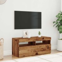 vidaXL TV-bänk med LED-lampor åldrat trä 90x35x40 cm konstruerat trä - Bild 5