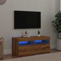 vidaXL TV-bänk med LED-lampor artisan ek 90x35x40 cm konstruerat trä - Bild 4