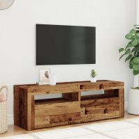 vidaXL TV-bänk med LED-lampor åldrat trä 120x35x40 cm konstruerat trä - Bild 5