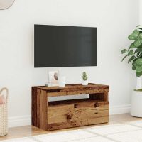 vidaXL TV-bänk med LED-lampor åldrat trä 75x35x40 cm konstruerat trä - Bild 4