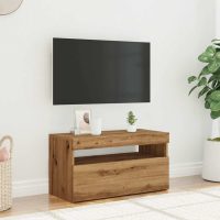 vidaXL TV-bänk med LED-lampor artisan ek 75x35x40 cm konstruerat trä - Bild 4