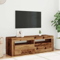 vidaXL TV-bänk med LED-lampor åldrat trä 120x35x40 cm konstruerat trä - Bild 4