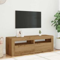 vidaXL TV-bänk med LED-lampor artisan ek 120x35x40 cm konstruerat trä - Bild 4