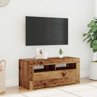 vidaXL TV-bänk med LED-lampor åldrat trä 90x35x40 cm konstruerat trä - Bild 4