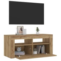 vidaXL TV-bänk med LED-lampor artisan ek 90x35x40 cm konstruerat trä - Bild 5