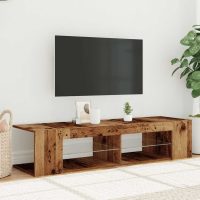 vidaXL TV-bänk med LED-lampor åldrat trä 135x39x30 cm konstruerat trä - Bild 4