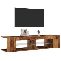 vidaXL TV-bänk med LED-lampor åldrat trä 135x39x30 cm konstruerat trä - Bild 5