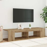 vidaXL TV-bänk med LED-lampor artisan ek 135x39x30 cm konstruerat trä - Bild 4