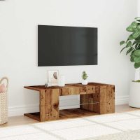 vidaXL TV-bänk med LED-lampor åldrat trä 90x39x30 cm konstruerat trä - Bild 3