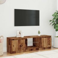 vidaXL TV-bänk med LED-lampor åldrat trä 140x40x35,5cm konstruerat trä - Bild 3