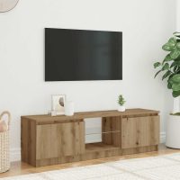 vidaXL TV-bänk med LED-lampor artisan ek 140x40x35,5cm konstruerat trä - Bild 3